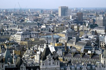 Golden Eye, widok z kabiny oka na zabudowania Londynu. #Golden #Eye #Londyn