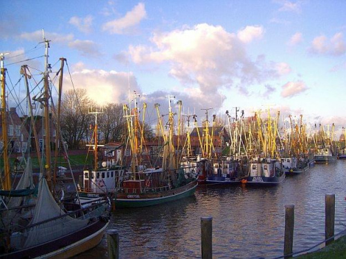 Port w Greetsiel, Niemcy, Morze Pólnocne