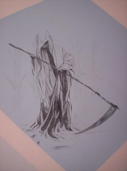 Śmierć na ścianie w moim pokoju... Sam malowałem... #śmierć #ściana #death #malunek #kiepower #ołówek