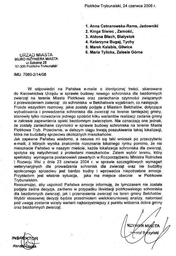 pismo z Piotrkowa