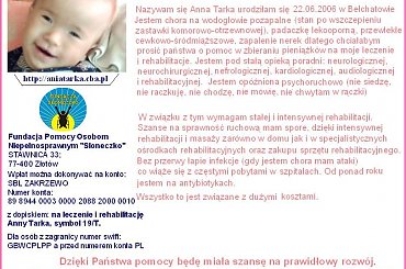 http://pomagamy.dbv.pl/ #Apel #Słoneczko #choroba #darowizna #AnnaTarka #Fiedziuszko #Leczenie #Bełchatów #opieka #PadaczkęLekooporną #ZapalenieNerek #PadaczkaLekooporna #wodogłowie #OpóźnionaPsychoruchowo #infekcje #organizacja #pomóż #SOS