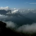Dolomity, z Catinaccio (Rosengarten) wid. na grupę Latemar #góry #mountain #Dolomity #Catinaccio #Rosengarten #Latemar