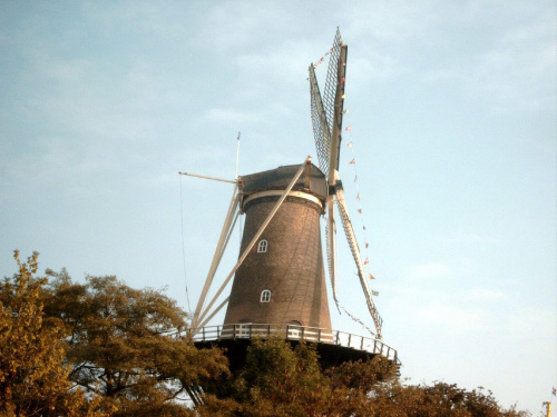 IX.2003 Leiden, Holandia, "Mistrza swiatla" - Rembrandt, tu niedaleko (Rijn) urodzil sie w podobnym wiatraku, a Jego Tato byl mlynarzem.