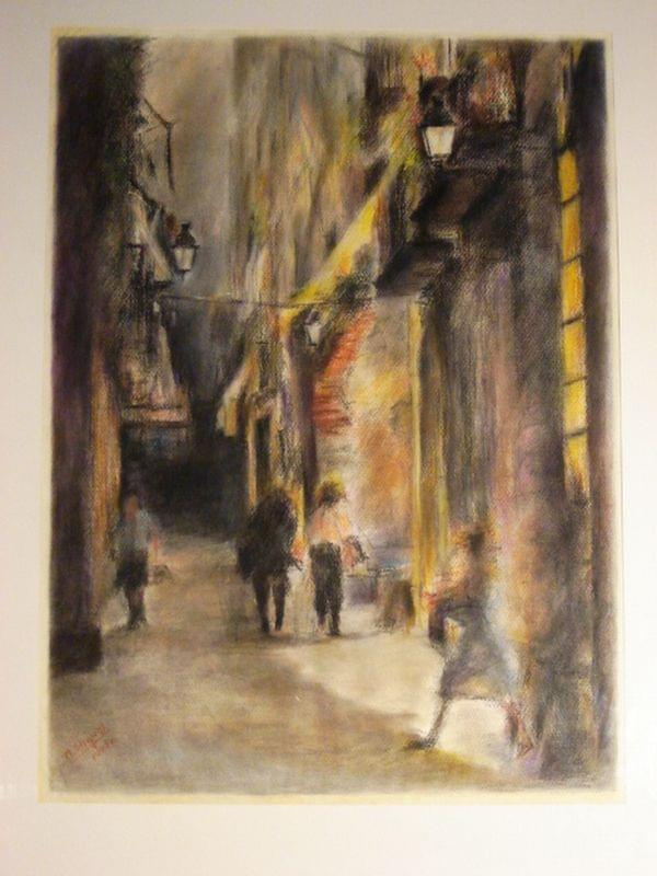 Uliczka w Barcelonie II (70x50) pastel na papierze